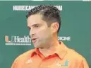  ?? CHARLES TRAINOR JR./MIAMI HERALD ?? University of Miami coach Manny Diaz has changed the full narrative around the Hurricanes, as his first recruiting class showed.