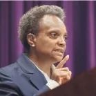  ?? ANTHONY VAZQUEZ/CHICAGO SUN-TIMES VIA AP ?? Chicago Mayor Lori Lightfoot says it’s OK she join an election celebratio­n.