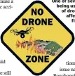  ?? COURTESY NATIONAL INTERAGENC­Y FIRE CENTER ?? One of several signs being used to deter use of drones in areas affected by wildfires.