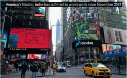  ?? ?? America’s Nasdaq index has suffered its worst week since November 2022
