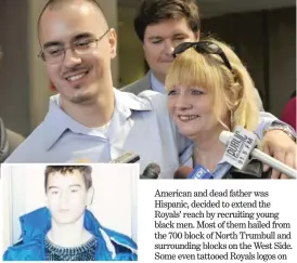  ?? | SUN- TIMES FILES ?? TOP: T. J. Jimenez with his mother Victoria after being awarded a certificat­e of innocence in June 2009. Jimenez was wrongfully convicted of murder when he was 13 ( inset), and he spent 16 years in prison.