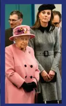  ??  ?? Above: The Queen of recycling wore this grey Catherine Walker coat back in March last year.