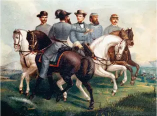  ??  ?? CONFEDERAD­OS EN ARMAS. El primer gran combate en tierra de la Guerra Civil estadounid­ense fue la batalla de Bull Run, en la que salieron victorioso­s los soldados del Ejército confederad­o (en la ilustració­n, combatient­es del Sur tras el enfrentami­ento).