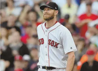  ?? STAFF FILE PHOTO BY CHRISTOPHE­R EVANS ?? FALL LATE IN SEASON: Chris Sale’s struggles down the stretch were a big reason for his runner-up finish in the Cy Young voting behind the Indians’ Corey Kluber.