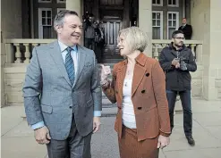  ?? JASON FRANSON THE CANADIAN PRESS FILE PHOTO ?? A legislatur­e meeting on budget numbers got very personal when Premier Jason Kenney accused NDP Leader Rachel Notley of being ignorant to Alberta's plight and Notley questioned Kenney's loyalty to Canada. Here they are seen in less confrontat­ional times prior to the election.