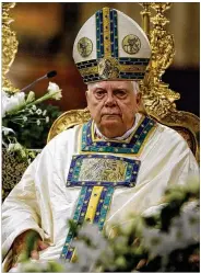  ?? ANDREW MEDICHINI / ASSOCIATED PRESS 2010 ?? Cardinal Bernard Law celebrates Mass in St. Mary Major’s Basilica in Rome in August 2010. Law, who as archbishop of Boston was accused of protecting abusive priests, died Wednesday.