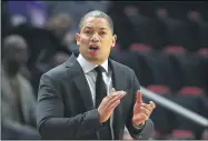  ?? CARLOS OSORIO — THE ASSOCIATED PRESS ?? Then Cavs coach Tyronn Lue looks on during an Oct. 25, 2018, game against the Pistons in Detroit.