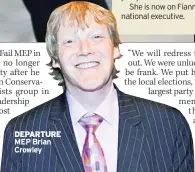  ??  ?? DEPARTURE MEP Brian Crowley