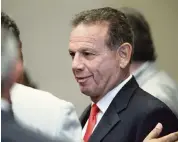  ?? STEVE CANNON AP ?? Former Broward County Sheriff Scott Israel greets his supporters during a break of the Senate Rules Committee hearing concerning his dismissal by Gov. Ron DeSantis on Oct. 21.