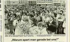  ??  ?? Im Jahr 1988 stand eine Schließung der Schule im Raum. Die Schülerinn­en protestier­ten erfolgreic­h dagegen.