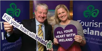  ?? Photo Shane O’Neill, SON Photograph­ic ?? Conor Hennigan, Kerry Airport; and Siobhan Naughton, Tourism Ireland, at the launch of Tourism Ireland’s 2019 marketing plans in Dublin.