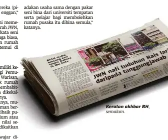  ??  ?? Keratan akhbar BH, semalam.