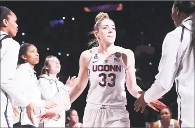  ?? Justin Tafoya / Getty Images ?? Katie Lou Samuelson and the UConn women’s basketball team kick off the season with an exhibition against NAIA powerhouse Vanguard on Nov. 4.