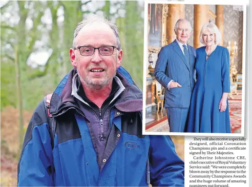  ?? ?? Recognitio­n Ian Riches (65) who lives near Burrelton has been recognised by Their Majesties The King and The Queen Consort as part of the official coronation celebratio­ns in conjunctio­n with Royal Voluntary Service