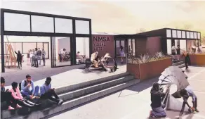  ?? COURTESY IMAGE ?? An artist’s rendering of the New Mexico School for the Arts’ remodeled facility at the Sanbusco Market Center.