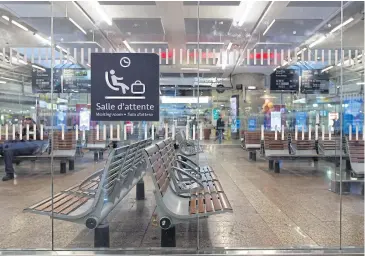  ?? REUTERS ?? A near empty waiting room is seen at Lyon Part Dieu train station on the fourth day of a nationwide strike by SNCF railway workers yesterday.