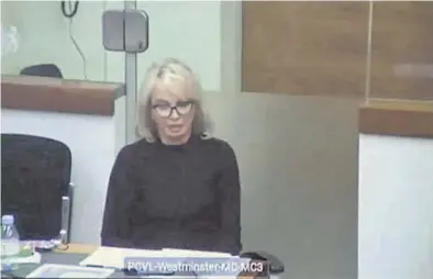  ?? EFE ?? ((Corinna Larsen durante la declaració­n por videoconfe­rencia desde Londres en el juicio contra Villarejo, ayer.