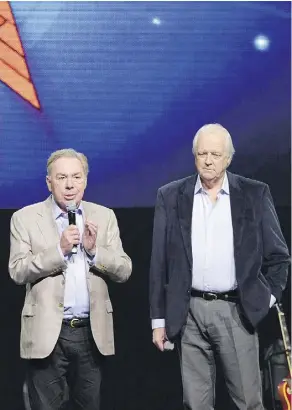  ?? EVAN AGOSTINI/THE ASSOCIATED PRESS ?? Jesus Christ Superstar composer Andrew Lloyd Webber, left, seen here with fellow co-composer Tim Rice, was among the production’s early detractors.