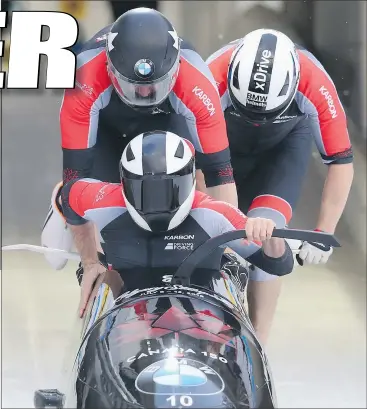  ?? GETTY IMAGES FOR IBSF ?? The Canadian team of Justin Kripps, Alexander Kopacz, Jesse Lumsden and Oluseyi Smith competes at a World Cup event in Koenigssee, Germany, last week.