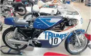  ?? ?? Martin and Neil Brailsford’s 1972 750cc Rob North Triumph T150 which took second in the Competitio­n class.