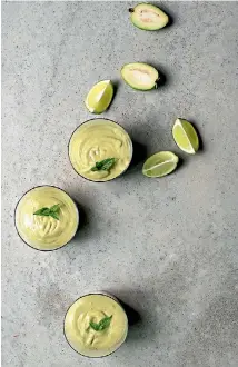  ??  ?? Feijoa & Lime Smoothies also make a nice dessert - just use less water.