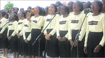  ??  ?? National Youth Choir ministerin­g in one of the church’s programmes at Chosen Revival ground, Lagos