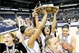  ?? Matt Freed/Post-Gazette ?? Chartiers-Houston players celebrate their win over Vincentian in the WPIAL Class 2A championsh­ip Thursday at Petersen Events Center.