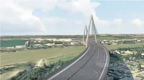  ??  ?? > An artist’s impression of part of the proposed Black Route – favoured by the Welsh Government – of the £1bn M4 relief road