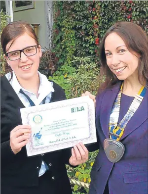  ?? Picture: Louis Flood. ?? Perth St Johns Rotary Club sponsored sixth year Perth Academy pupil Ayla Hogg to participat­e in the Rotary Youth Leadership Award (RYLA) this summer. Ayla was the guest at the club’s recent meeting, where she spoke to members about her experience of...