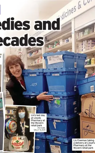  ?? PICTURE: SALLY SLACK ?? Lin’s last day at Lloyds Pharmacy at the Wyvern retail park
Lin Freeman taking a delivery at Lloyd’s Pharmacy at the Wyvern retail park