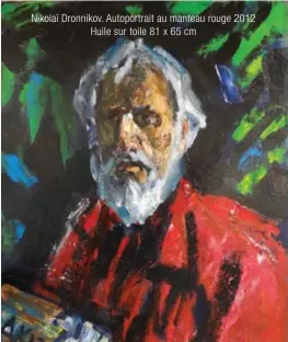  ??  ?? Nikolaï Dronnikov. Autoportra­it au manteau rouge 2012 Huile sur toile 81 x 65 cm