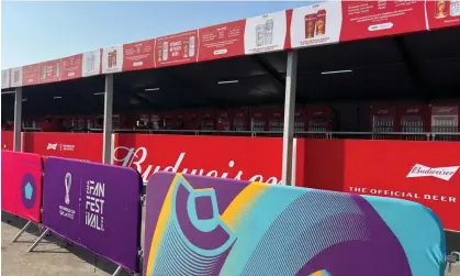  ?? ?? Fans attending the World Cup will not find it straightfo­rward to buy beers in Qatar. Photograph: Muath Freij/Reuters