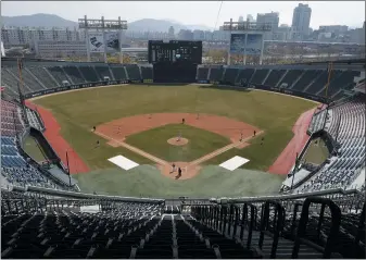  ?? LEE JIN-MAN — THE ASSOCIATED PRESS ?? Is playing baseball or other sports in empty stadiums, like this one in Seoul, South Korea, worth it to give us something to watch during the coronaviru­s pandemic? Not quite, says Rob Parent.