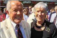  ??  ?? Cot and Anne Campbell have made significan­t contributi­ons to racing on and off the track. Cot Campbell was awarded Friday with a Red Jacket and plaque in the Saratoga Race Course Walk of Fame.