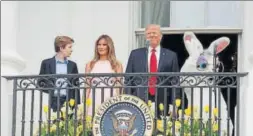  ?? REUTERS ?? US President Donald Trump, First Lady Melania Trump, their son Barron and the Easter Bunny arrive for the 139th annual White House Easter Egg Roll on Monday.