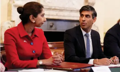  ?? Photograph: Reuters ?? Rishi Sunak is considerin­g the future of Suella Braverman after she defied Downing Street by submitting a piece to the Times without making changes it requested.