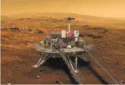  ?? Xinhua News Agency ?? An artist’s rendering shows a conceptual design for the Chinese Mars robot rover and lander.