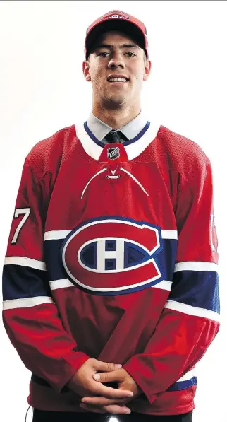  ?? GETTY IMAGES ?? Ryan Poehling poses for a portrait after being selected 25th overall by the Canadiens at the NHL Draft last week. The 6-foot-2, 183-pound centre was the youngest player in U.S. college hockey last season.