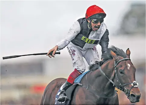  ??  ?? A year to remember: Frankie Dettori celebrates his seven-length victory on Cracksman, one of last season’s star performers, in the Champions Stakes at Ascot last October