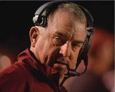 ?? Photo courtesy of Arkansas Democrat-Gazette ?? ■ Former Arkansas High head coach and athletic director Barry Norton is shown during a 2019 game against McClellan at Lion Stadium in Little Rock.