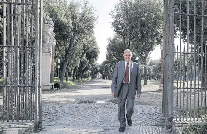  ?? EPA-EFE ?? Italian economist Paolo Savona takes a walk in Villa Borghese public park in Rome on Sunday. Italian President Sergio Mattarella said he refused to approve Mr Savona as the economy minister.