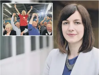  ??  ?? MP Bridget Phillipson and, inset, some Sunderland voters celebratin­g the referendum result in 2016.