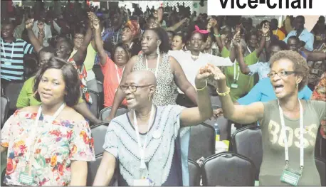  ?? (PNCR photo) ?? Jubilant delegates at the PNCR Congress yesterday