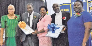  ??  ?? From left: Ann Taylor; Rev Dr Burchell Taylor; Paulette Kirkland, president of the Kiwanis Club of New Kingston; Venerable Archbishop Patrrick Cunningham; and deaconess Elaine Cunningham.