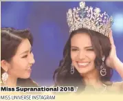  ?? MISS UNIVERSE INSTAGRAM ?? Miss Supranatio­nal 2018 /