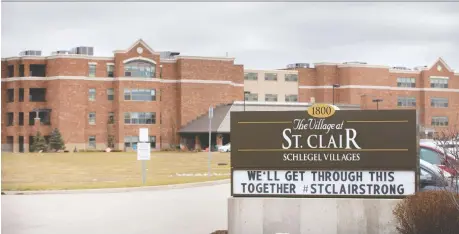  ?? DAX MELMER ?? The Village at St. Clair, where 34 residents have died from COVID-19, is bringing back about 20 of its workers who were in self-isolation.