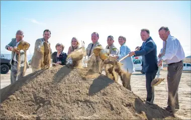  ?? Cory Rubin/The Signal ?? (Above) From left: Councilman Bill Miranda, Councilman Cameron Smyth, Mayor Pro Tem Marsha McLean, Los Angeles County Fifth District Supervisor Kathryn Barger, Sheriff Jim McDonnell, Capt. Robert Lewis, Mayor Laurene Weste, City Manager Ken Striplin and Councilman Bob Kellar break ground for the new Santa Clarita Valley Sheriff’s Station on Golden Valley Road in Canyon Country on Wednesday. (Below) An artist’s sketch shows the design of the finished project.