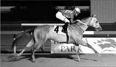  ?? COADY PHOTOGRAPH­Y ?? Direct Dial wins the Texas Stallion Stakes at Retama. He may run next in the Springboar­d Mile.