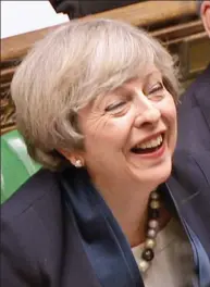  ??  ?? Chortling away: Theresa May yesterday