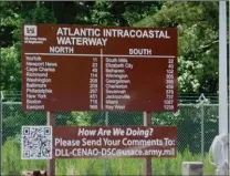  ??  ?? Un panneau i indicateur près de Norfolk indique les d distances entre les différente­s villes étapes. Maranatha a déjà parcouru 1 750 km depuis Miami.